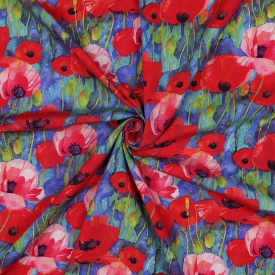 VISKOSE RADIANCE DIGITAL MOHNBLUMEN KOBALTBLAU #7