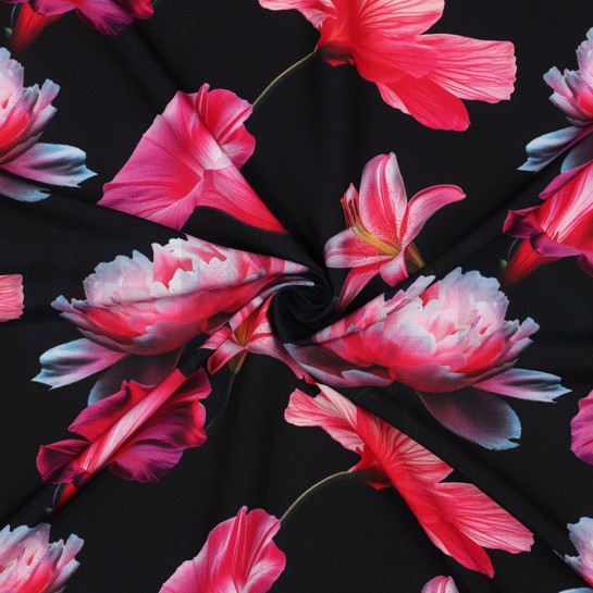 VISCOSE RADIANCE DIGITAAL BLOEMEN ZWART #7