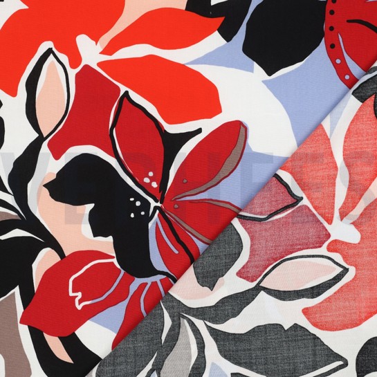 LENZING™ ECOVERO™ BLOEMEN ORANJE / ROOD #7