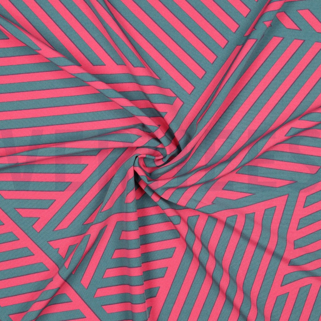 MAGNOLIA STRETCH GEOMETRIC PETROL/FUCHSIA #3