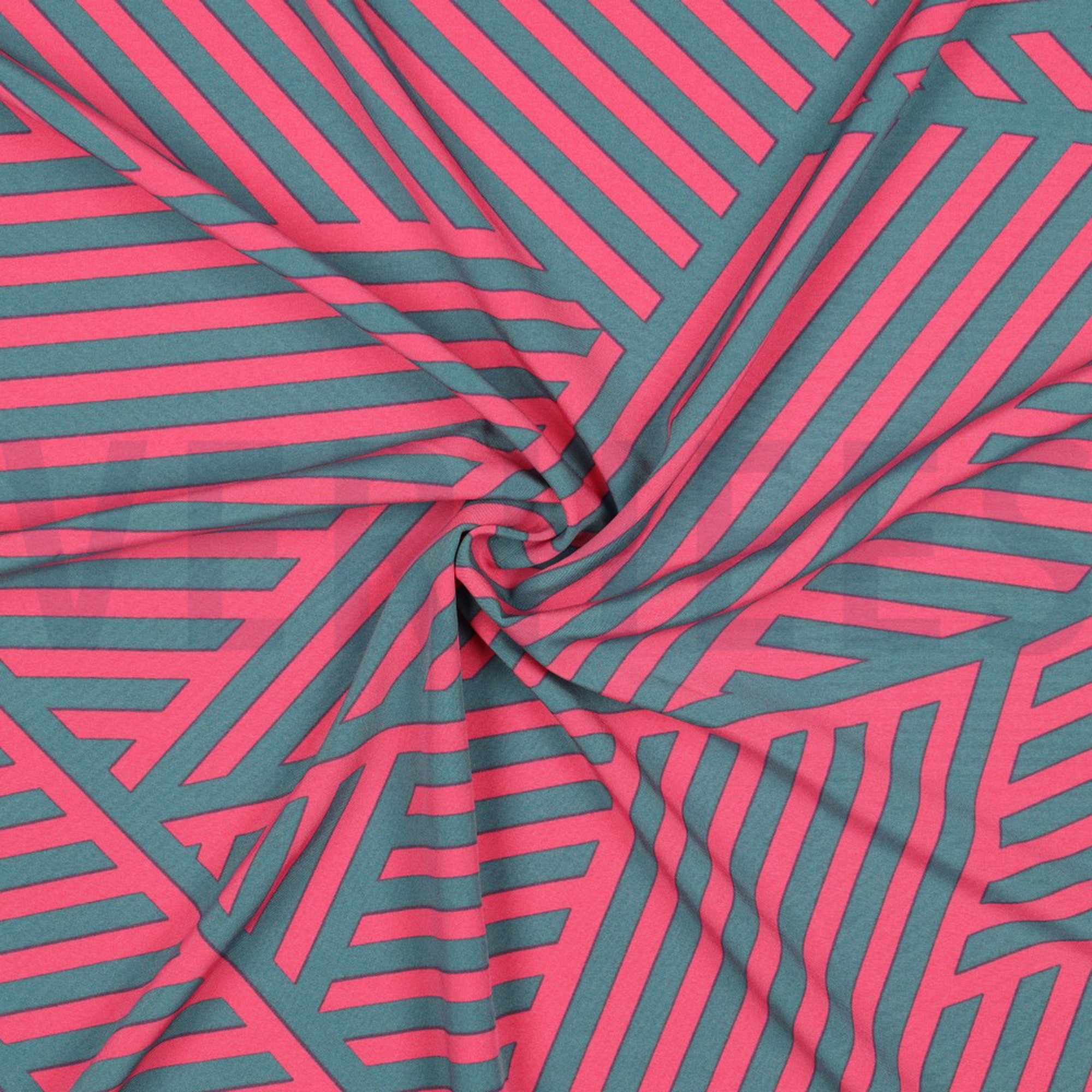 MAGNOLIA STRETCH GEOMETRIC PETROL/FUCHSIA (high resolution) #3