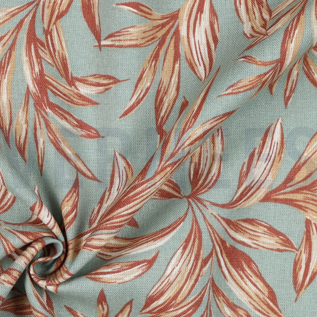 LINEN VISCOSE WASHED LEAVES OLD GREEN #3