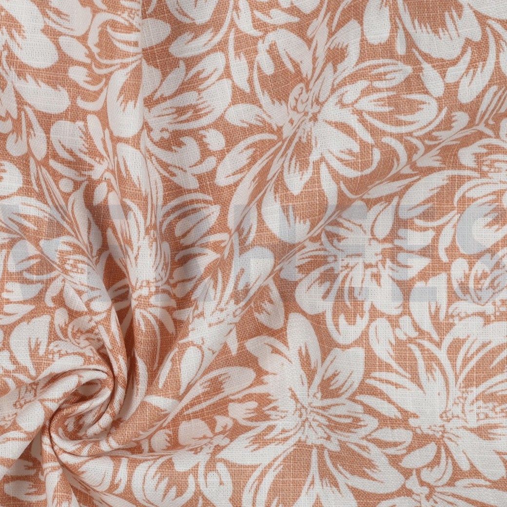 LINEN WASHED FLOWERS LIGHT APRICOT #3