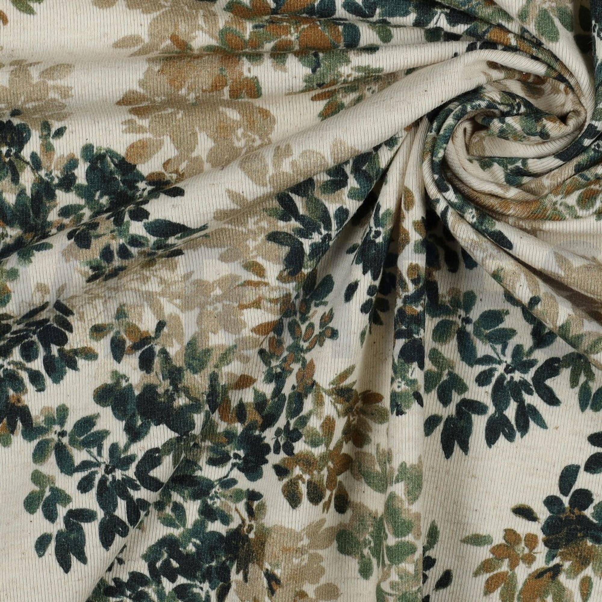 LINEN JERSEY DIGITAL FLOWERS NATURAL / PETROL (high resolution) #3