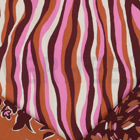 VISKOSE RADIANCE BLUMEN UND STREIFEN RUST #7