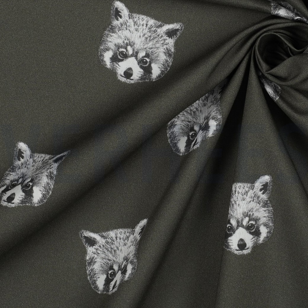 FINE POPLIN DIGITAL RED PANDA SEAWEED #3