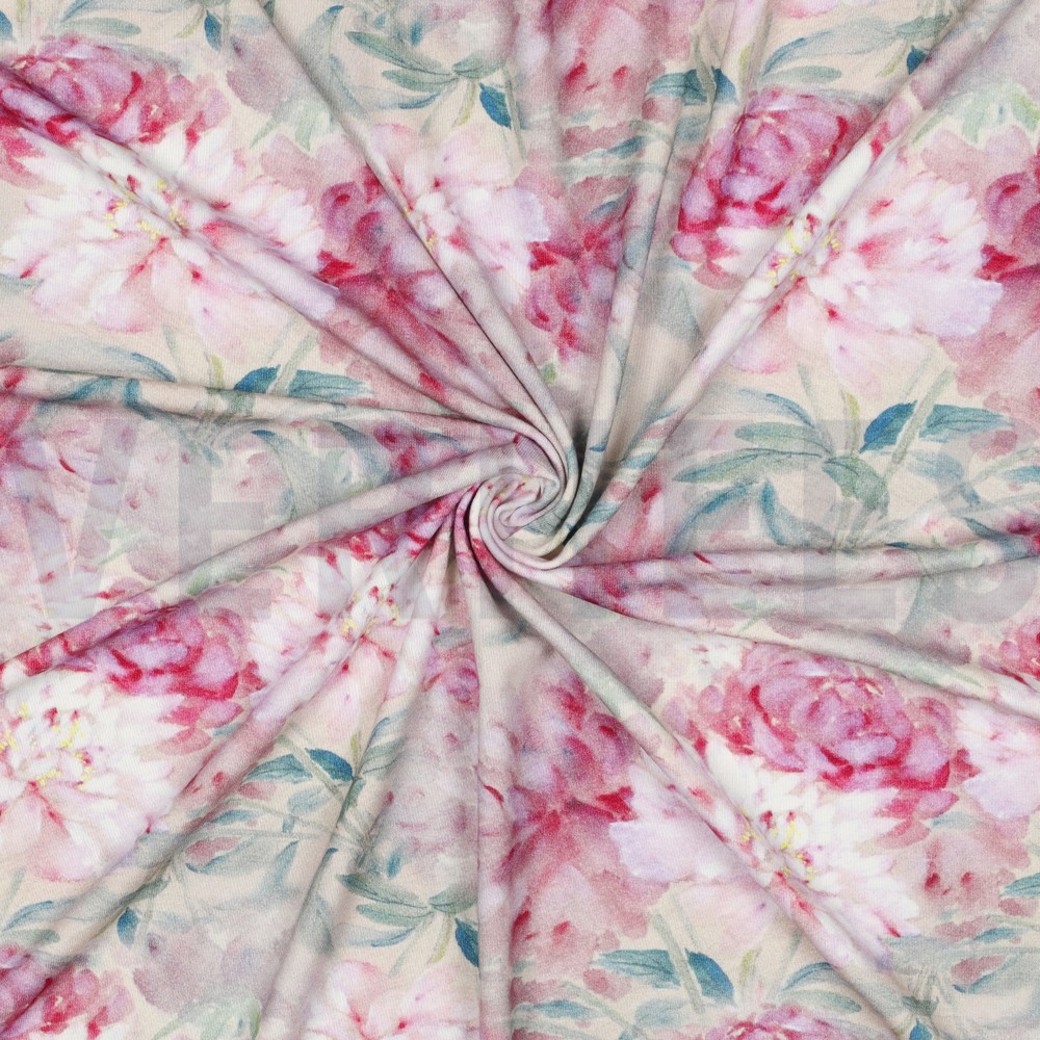 VISCOSE JERSEY DIGITAL FLOWERS LIGHT PINK #3