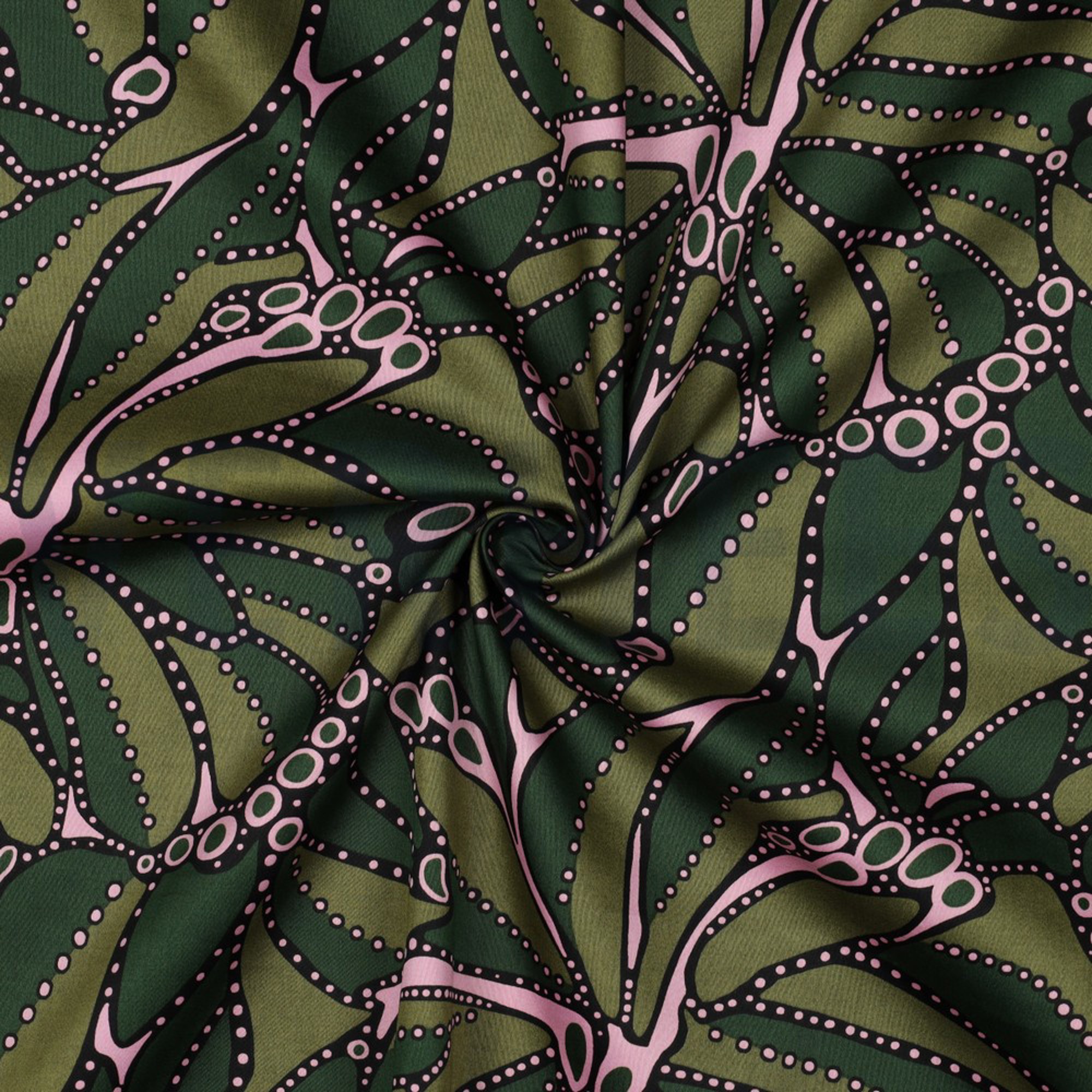 COTTON SATIN ABSTRACT DARK GREEN (high resolution) #3