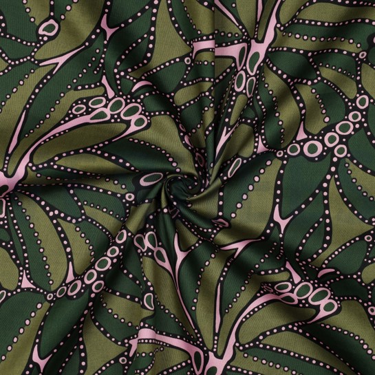 KATOEN SATIJN ABSTRACT DONKERGROEN #7