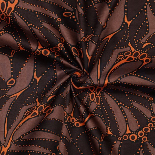 BAUMWOLLE SATIN ABSTRACT DUNKELBRAUN #7