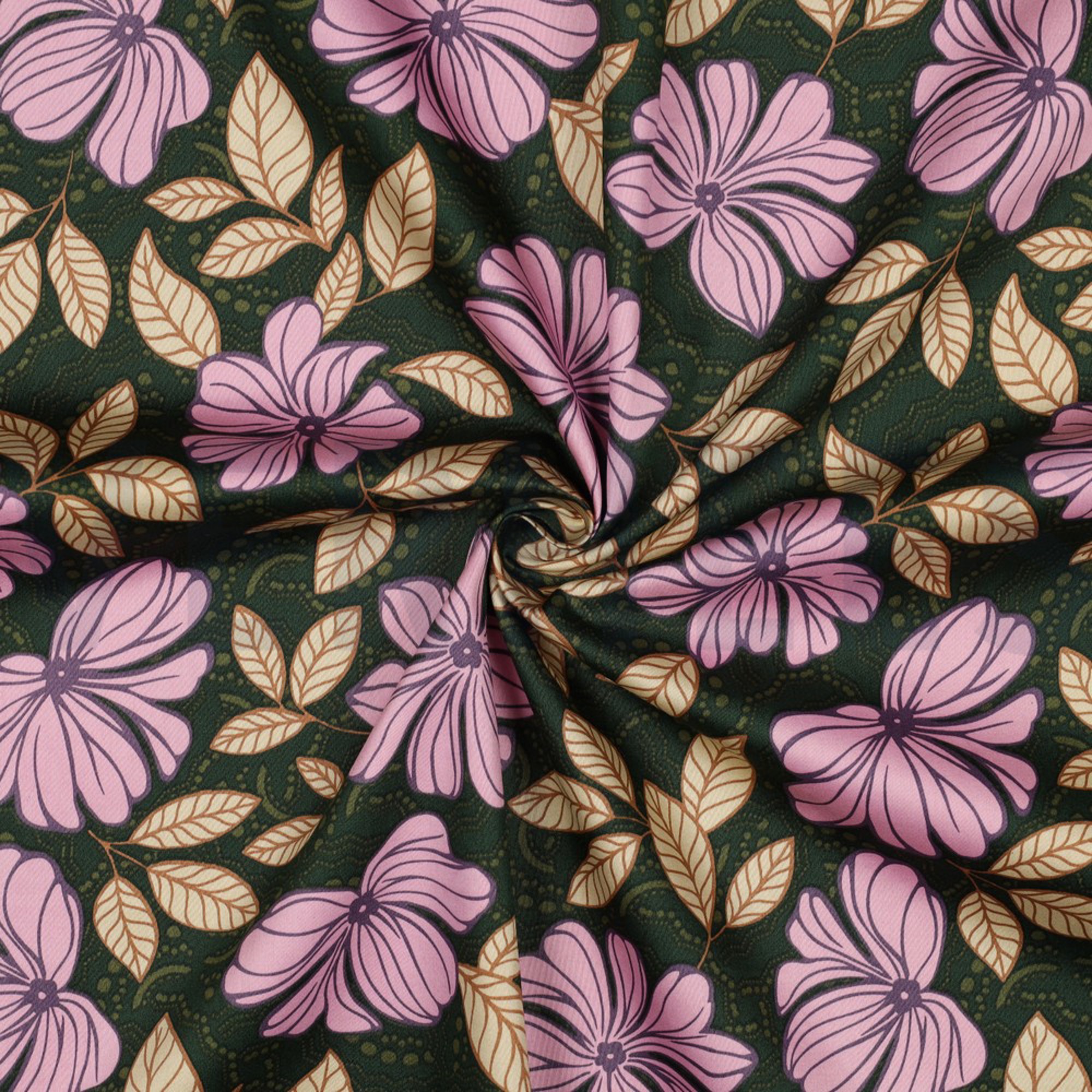 COTTON SATIN FLOWERS DARK GREEN (high resolution) #3