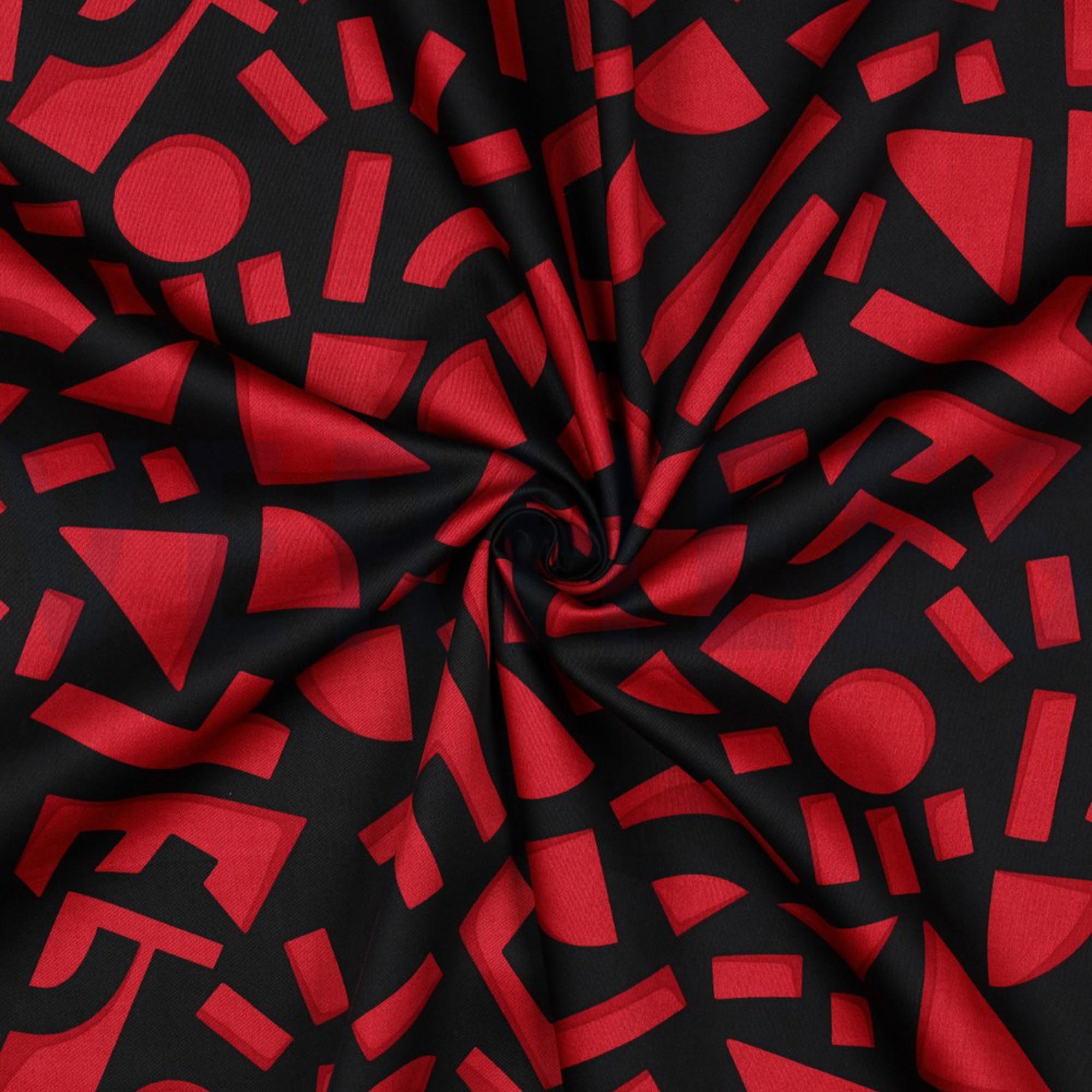 COTTON SATIN GEOMETRIC DARK RED (high resolution) #3