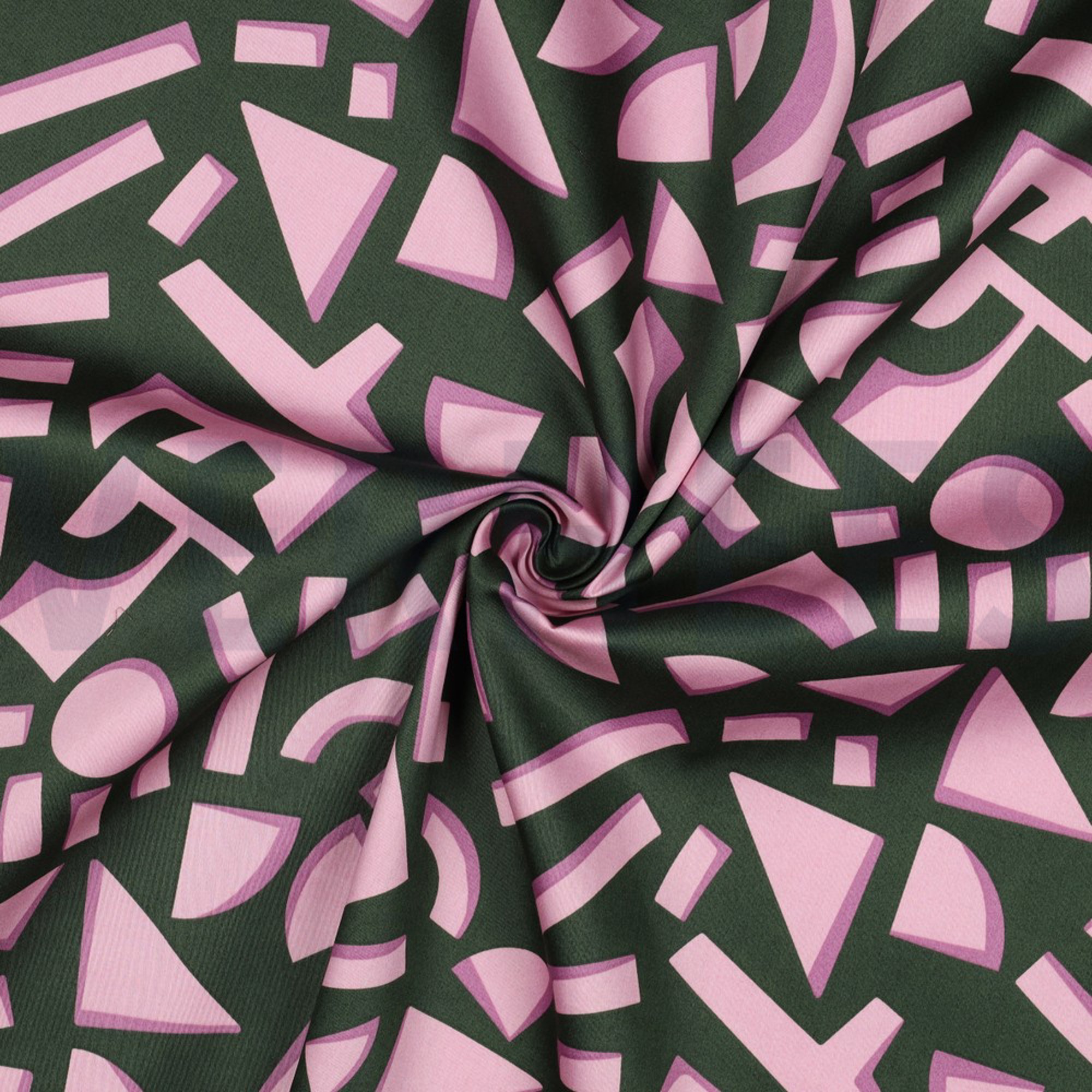 COTTON SATIN GEOMETRIC DARK GREEN (high resolution) #3