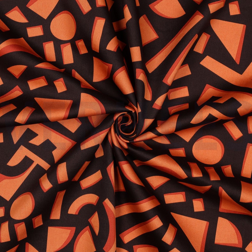 COTTON SATIN GEOMETRIC DARK BROWN #3