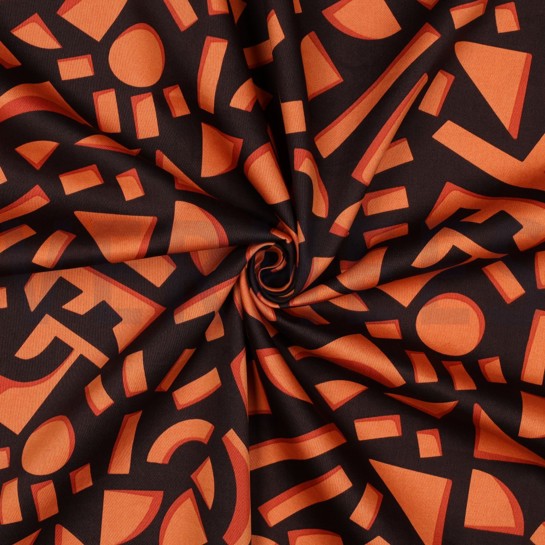 KATOEN SATIJN GEOMETRISCH DONKERBRUIN #7