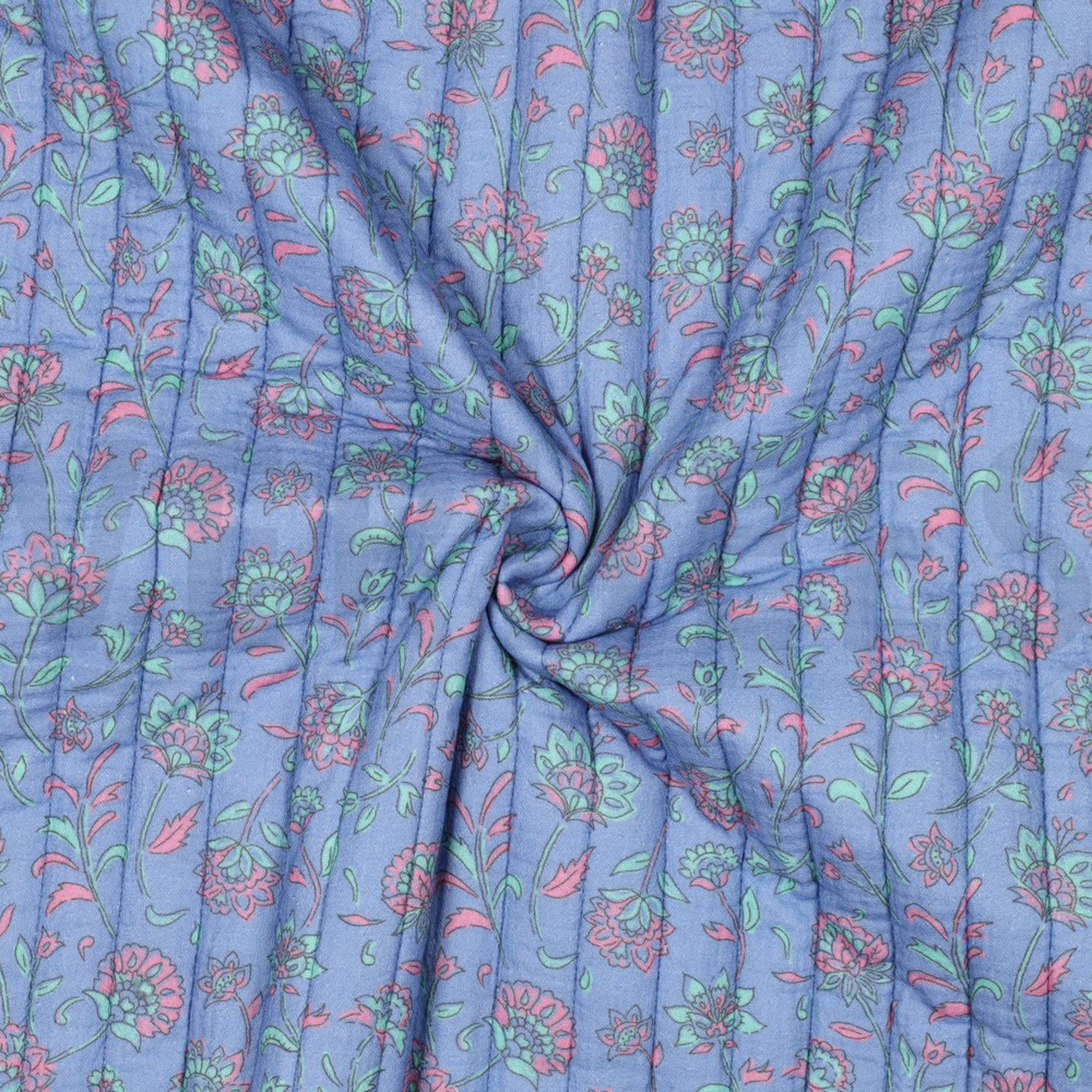 STEPPED DOUBLE GAUZE FLOWERS 2-SIDED LIGHT BLUE/MINT (high resolution) #3