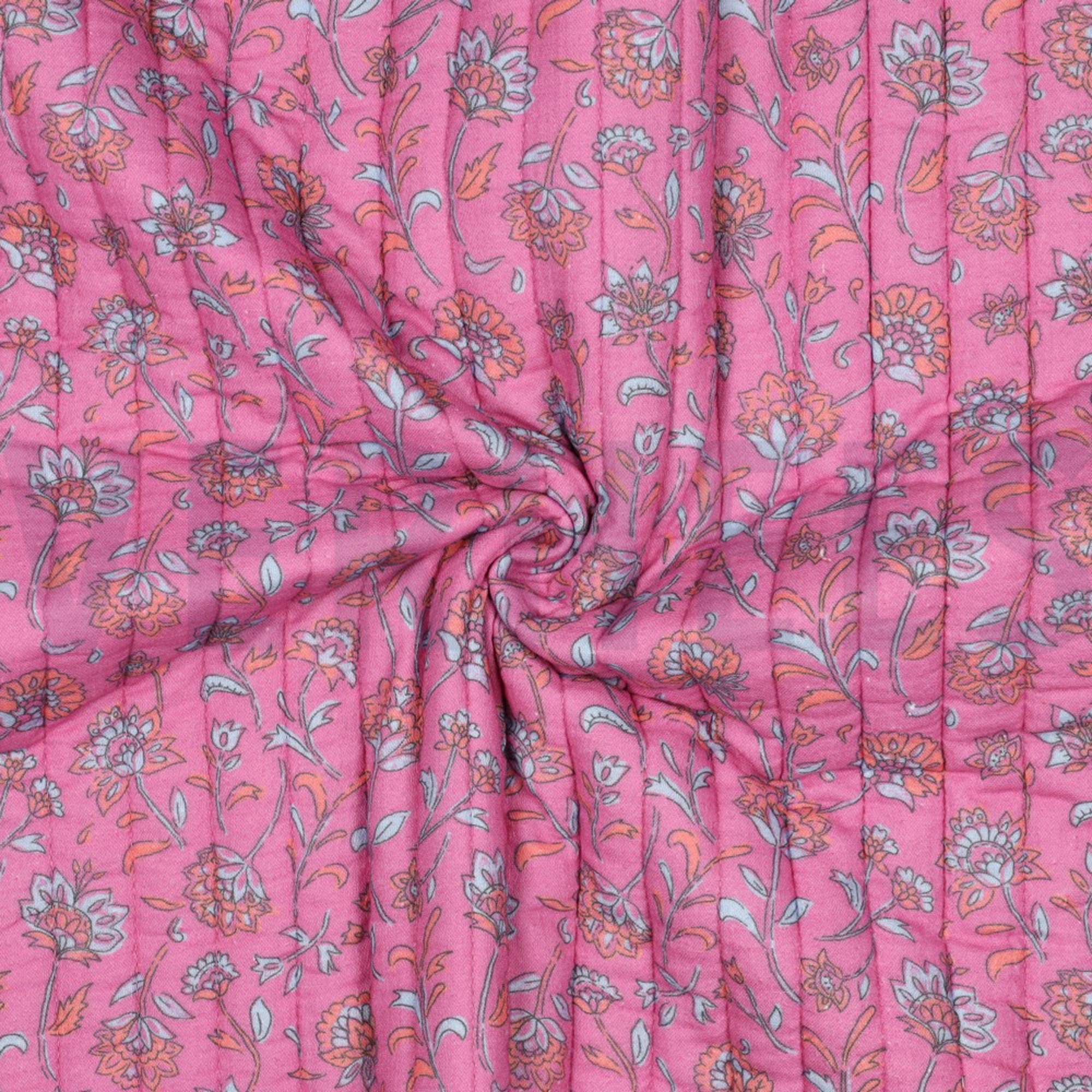 STEPPED DOUBLE GAUZE FLOWERS 2-SIDED FUCHSIA/LIGHT BLUE (high resolution) #3