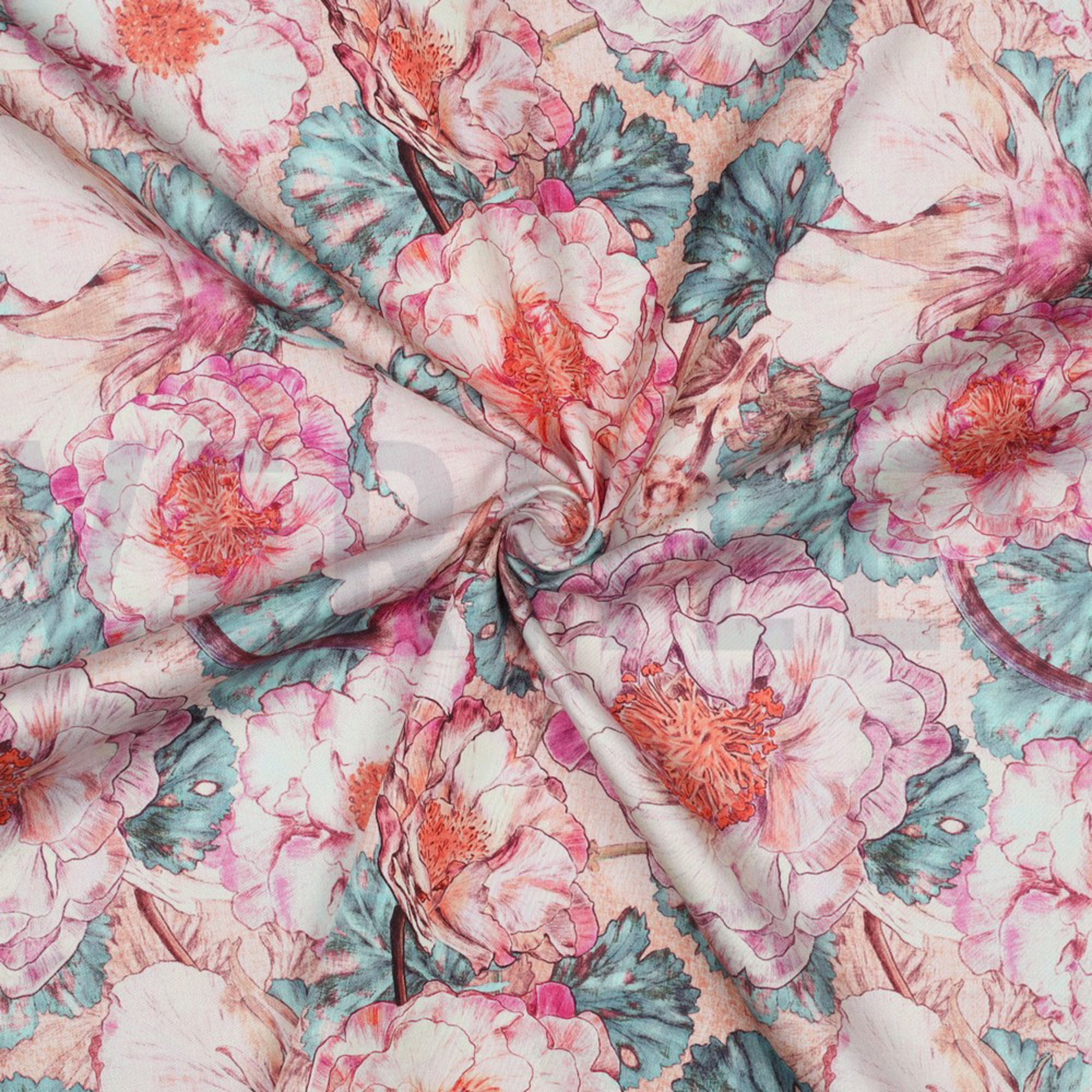 COTTON SATIN DIGITAL JAPANESE ANAMONE NERIDA HANSEN CORAL (high resolution) #3