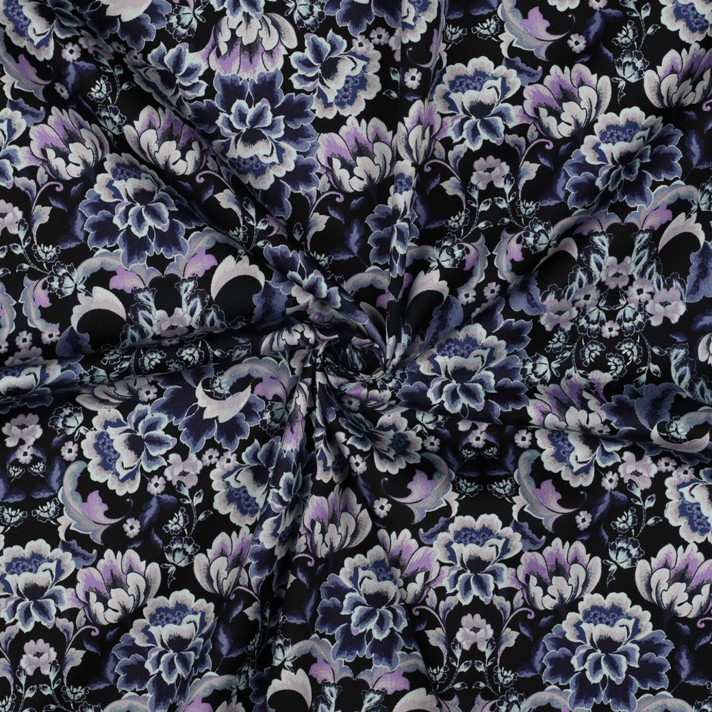 COTTON SATIN DIGITAL FLOWERS BLACK #3