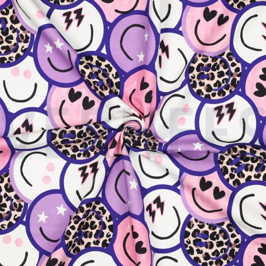 FRENCH TERRY DIGITAL VISAGES JOYEUX VIOLET #7