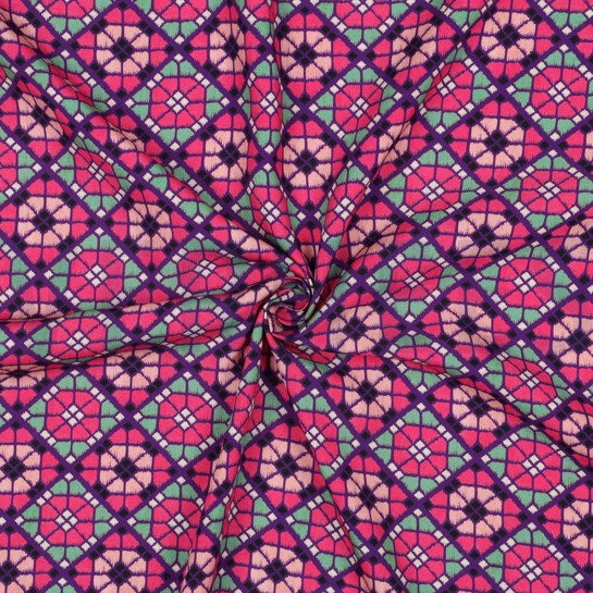 LENZING™ ECOVERO™ DIGITAAL GEOMETRISCH FUCHSIA #7