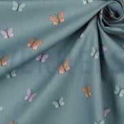 POPLIN GOTS BIRDS AND BUTTERFLIES DARK MINT (thumbnail) #3