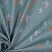 POPLIN GOTS BIRDS AND BUTTERFLIES DARK MINT (thumbnail) #3