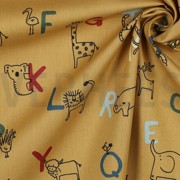 POPLIN GOTS ANIMAL ALPHABETH MUSTARD (thumbnail) #3