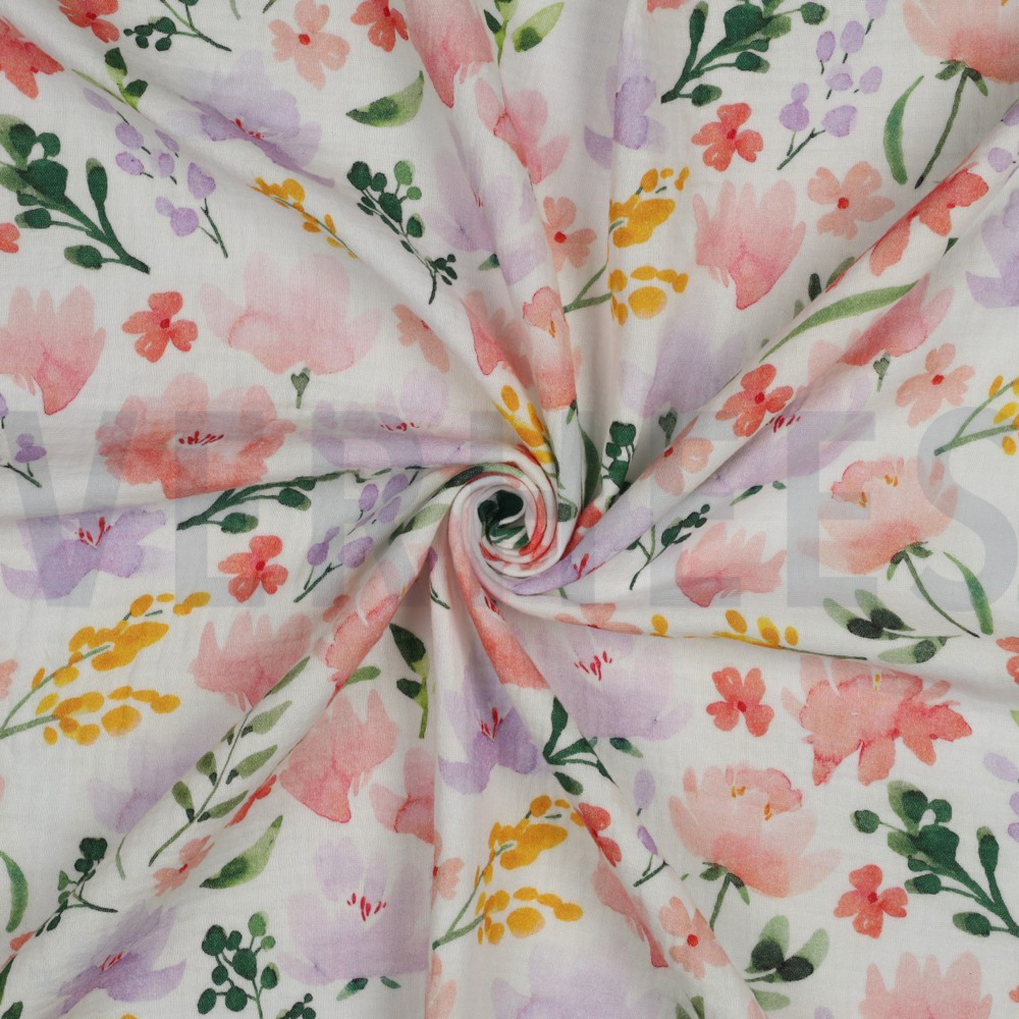DOUBLE GAUZE DIGITAL BIG FLOWERS WHITE (high resolution) #3