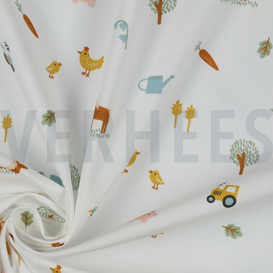 FINE POPLIN FARM LIFE WHITE #3