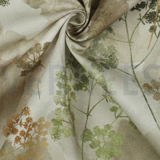 CANVAS DIGITAL FLOWERS LIGHT MOSS GREEN #7