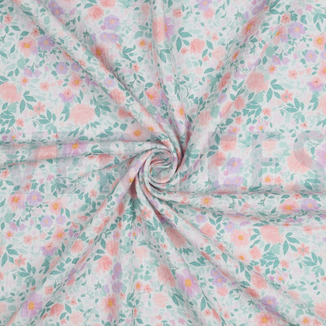 DOUBLE GAUZE DIGITAL FLOWERS WHITE #3