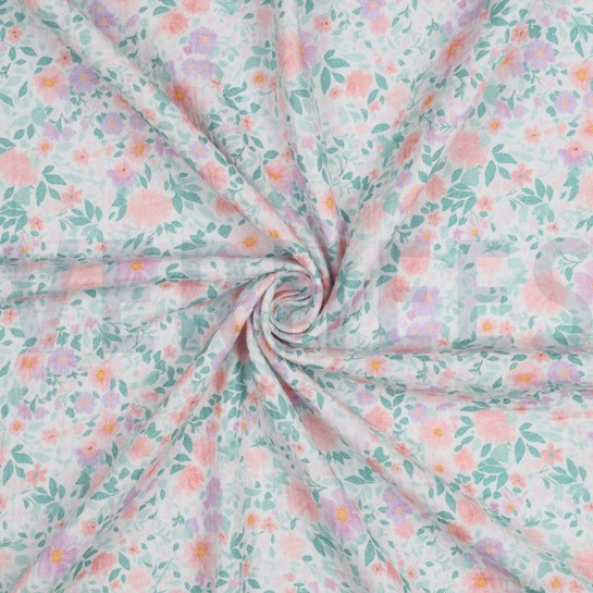 MUSSELIN DIGITAL BLUMEN WEISS #7