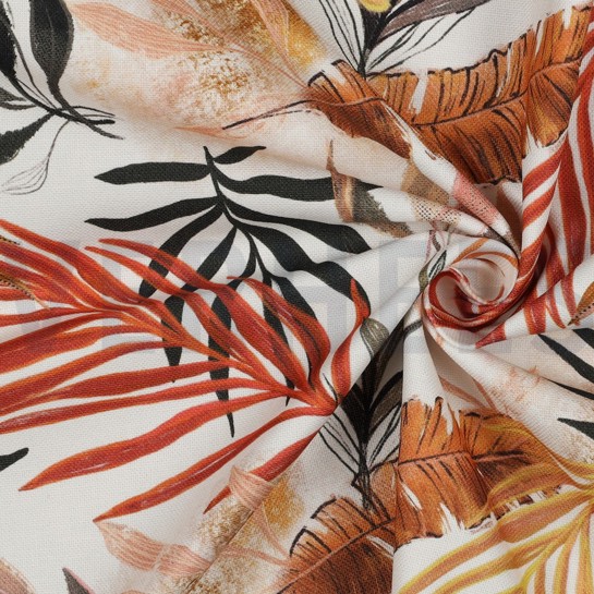 CANVAS DIGITAAL TROPISCHE BLADEREN ECRU #7