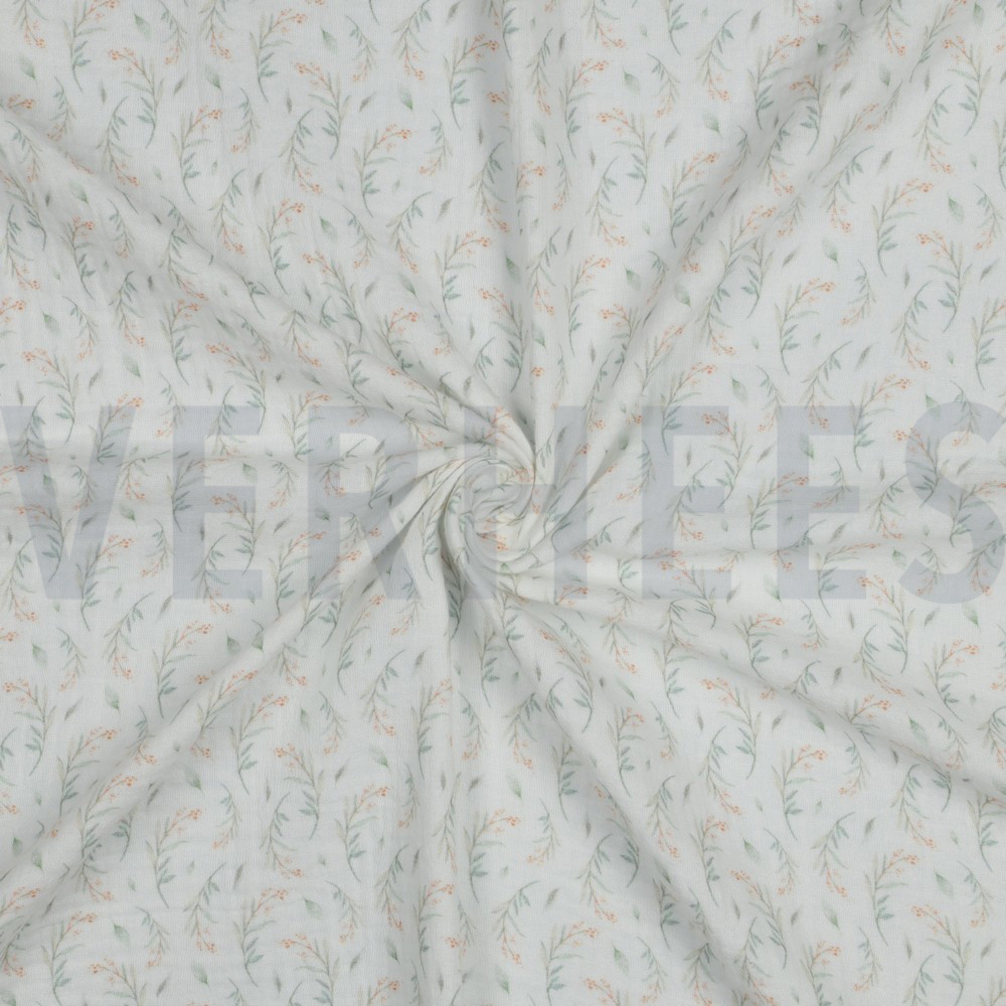 DOUBLE GAUZE DIGITAL LEAVES WHITE (high resolution) #3