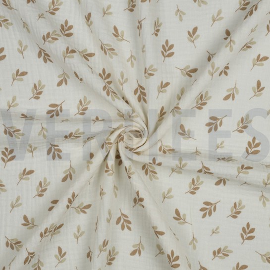 DOUBLE GAUZE LEAVES TAUPE #7