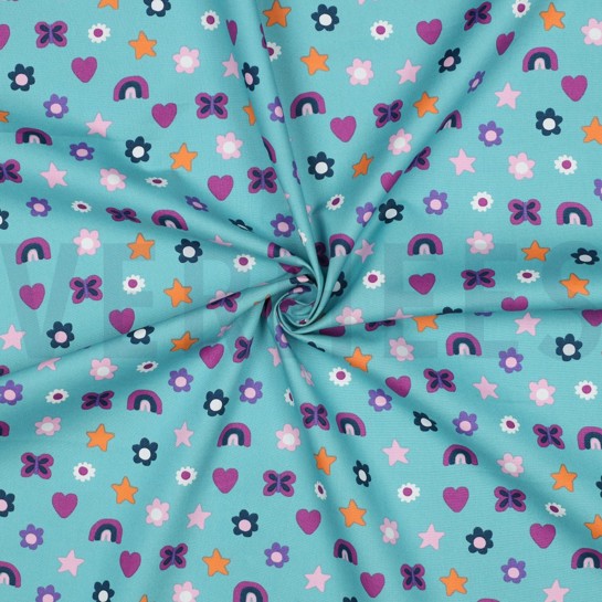 BAUMWOLLE POPELINE LIEBE HELL PETROL #7