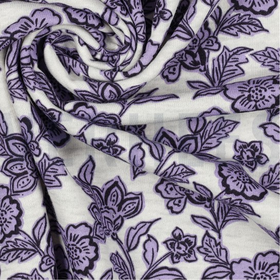 SWEAT MELANGE FLOWERS ECRU MELANGE-PURPLE #7