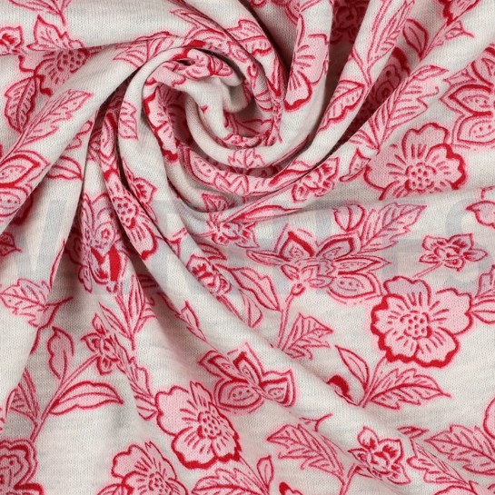 SWEAT MELANGE FLEURS ÉCRU MÉLANGÉ / ROSE #7