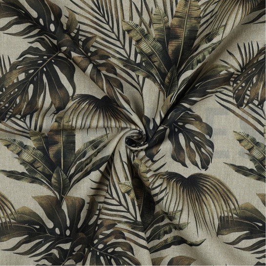 CANVAS DIGITAL TROPICAL LEAVES LINEN #7