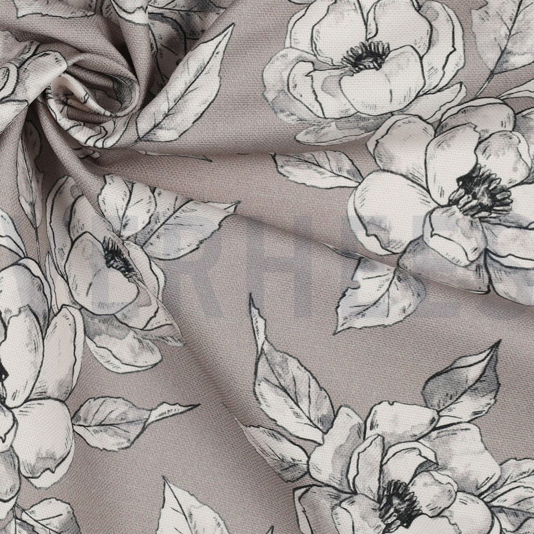 CANVAS DIGITAL FLOWERS TAUPE #3