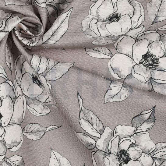 CANVAS DIGITAL FLOWERS TAUPE #7