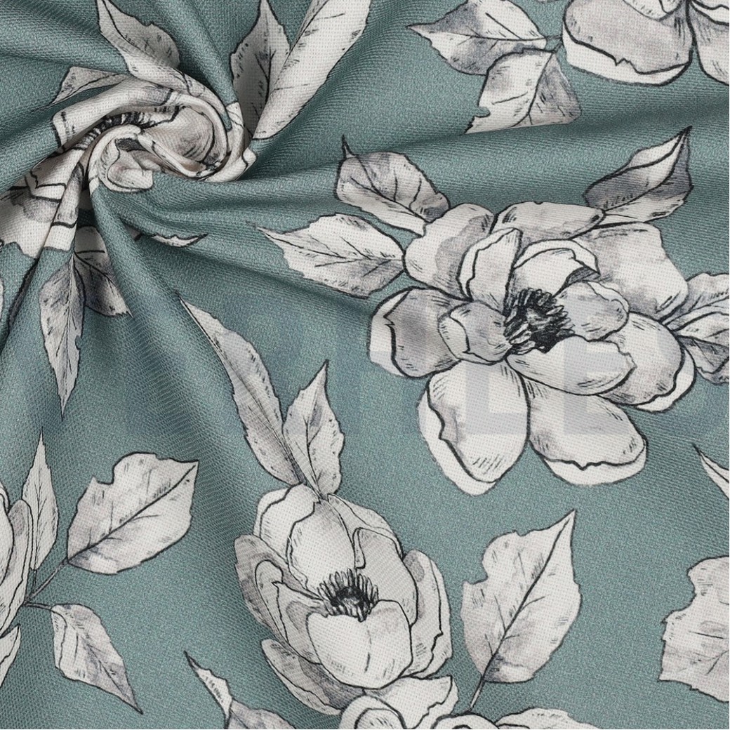 CANVAS DIGITAL FLOWERS DARK MINT #3