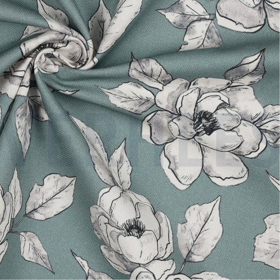 CANVAS DIGITAL FLOWERS DARK MINT #7