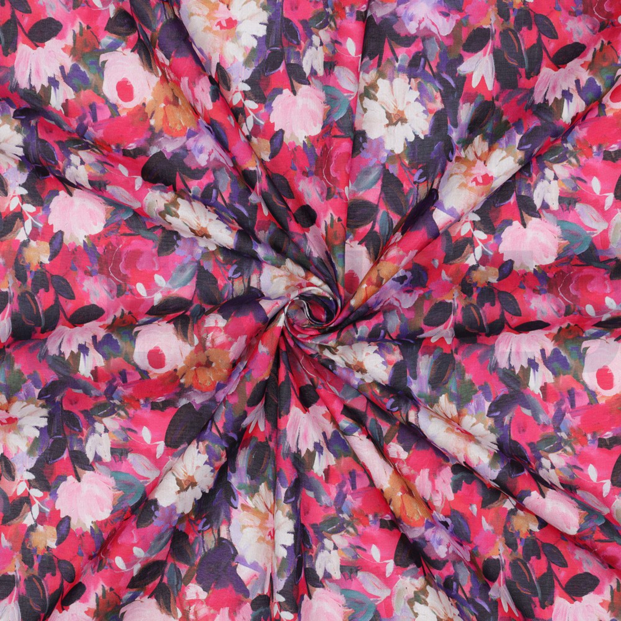 COTTON VOILE DIGITAL FLOWERS FUCHSIA (high resolution) #3
