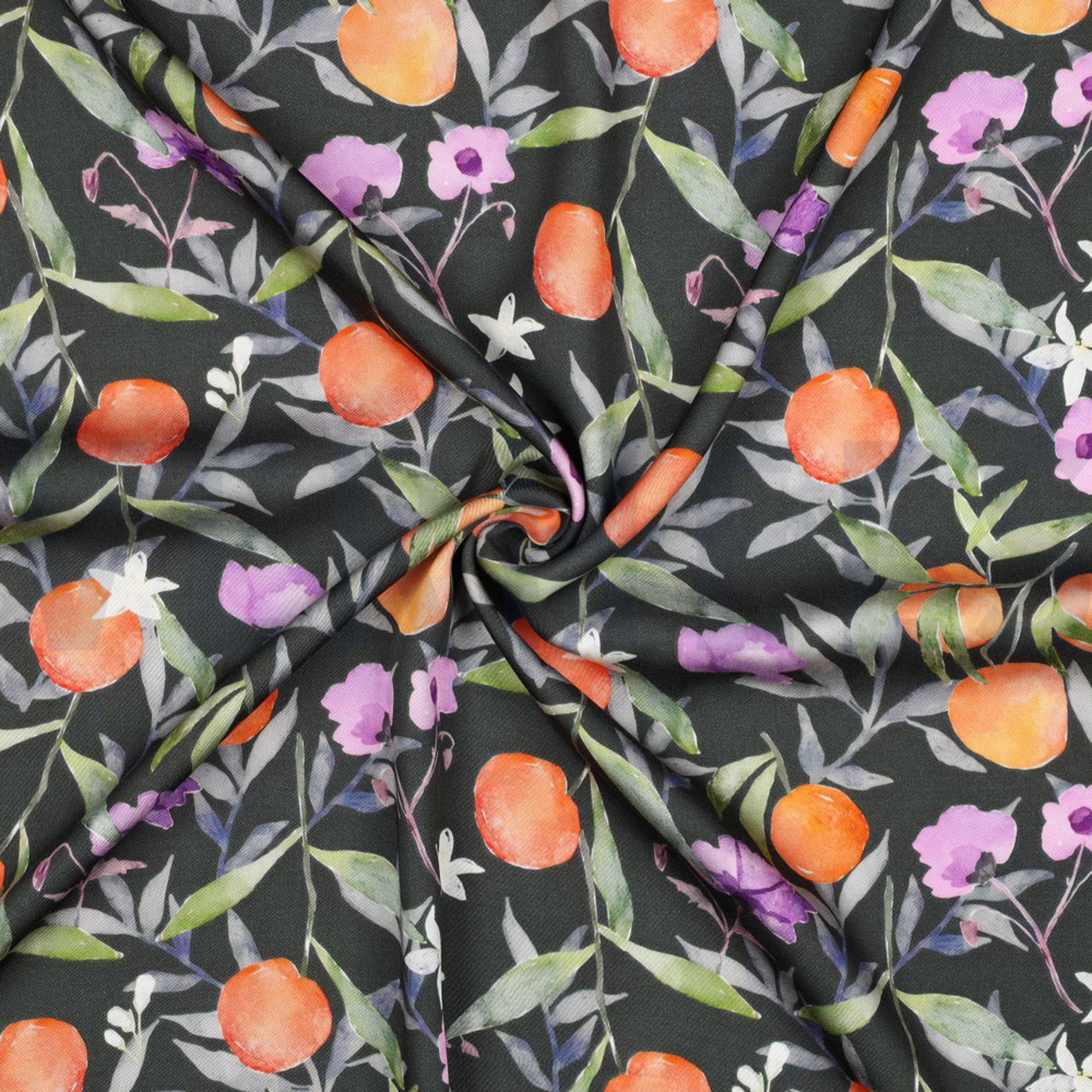 VISCOSE SATIN DIGITAL LEAVES DARK GREEN (high resolution) #3