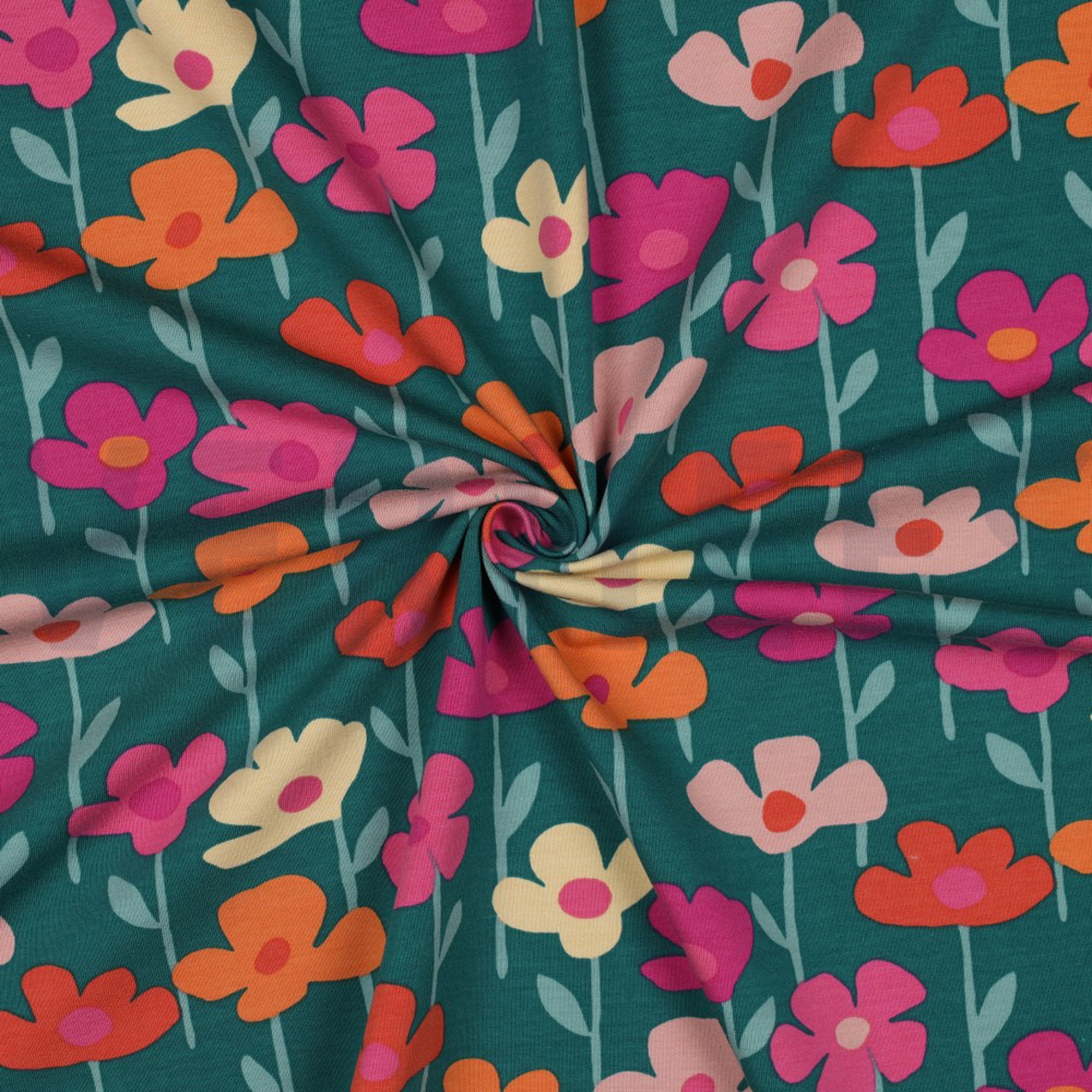 FRENCH TERRY FLOWERS DARK GREEN (high resolution) #3