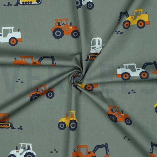 BAUMWOLLE POPELINE FAHRZEUGE DUNKELGRÜN #7