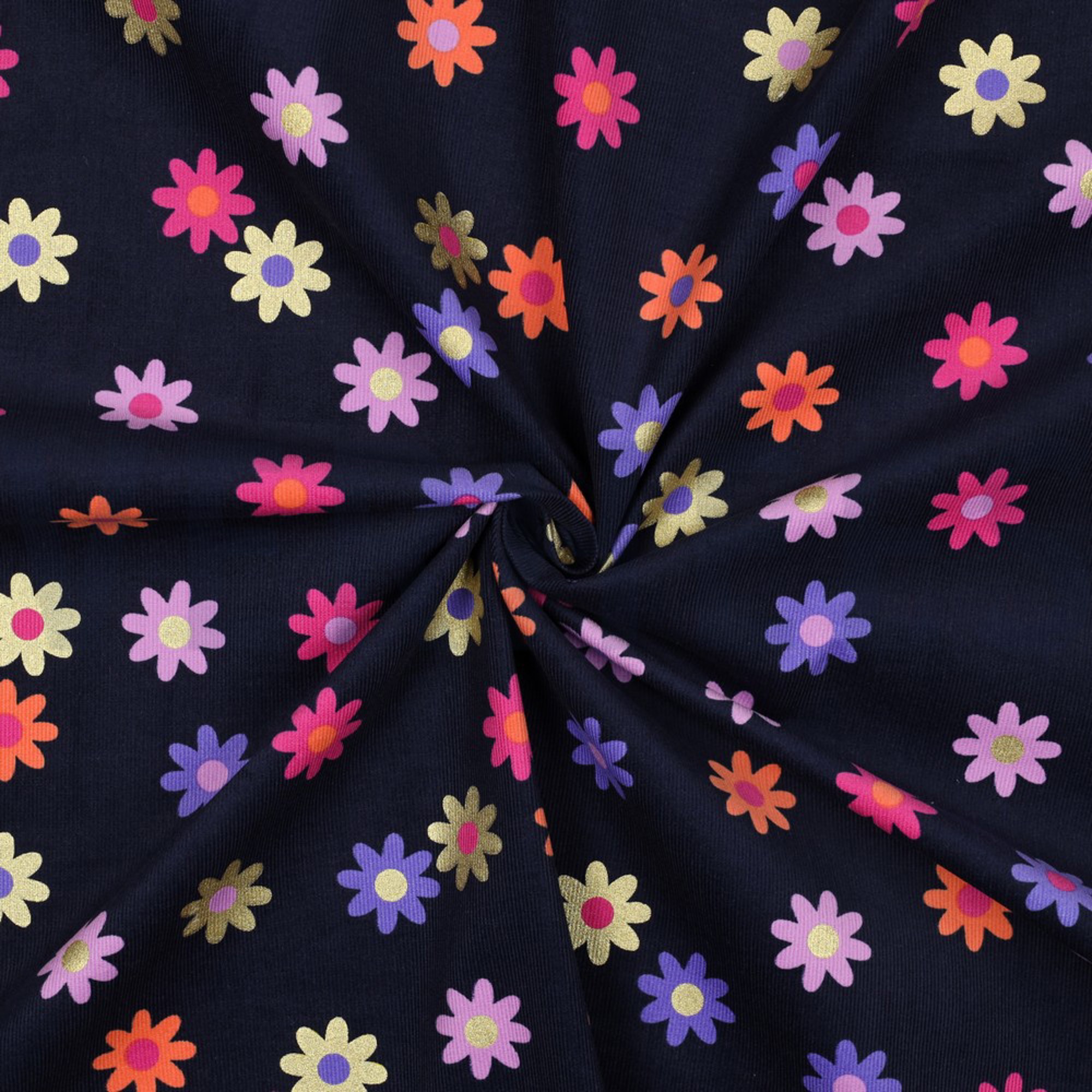 BABYCORD FOIL FLOWERS NAVY (high resolution) #3