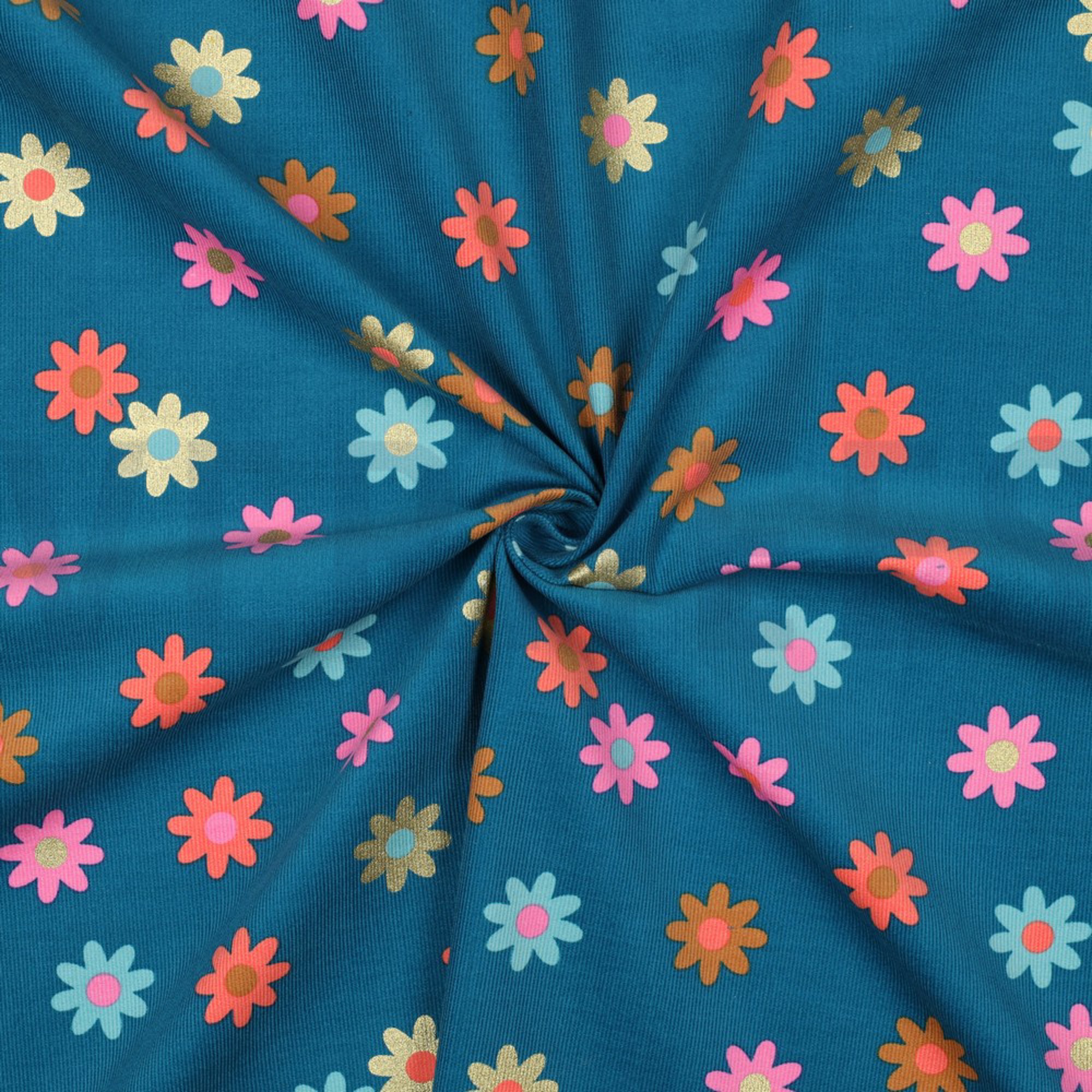 BABYCORD FOIL FLOWERS PETROL (high resolution) #3